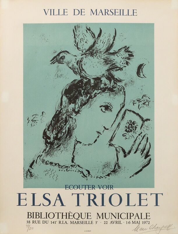 Marc Chagall, ‘Elsa Triolet’, 1972, Print, Color Lithograph, Hindman
