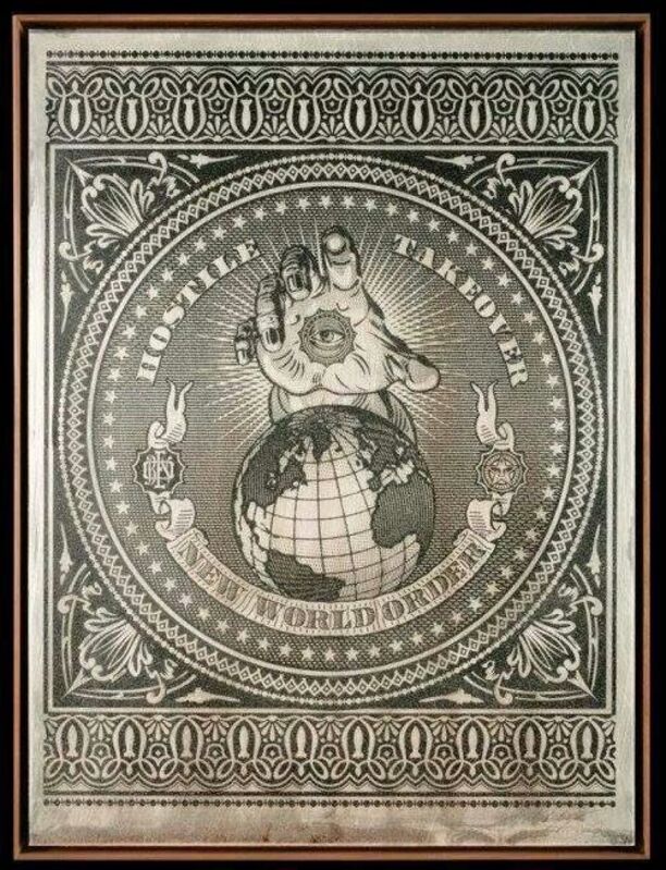 Shepard Fairey, ‘Hostile Takeover’, 2007, Mixed Media, Silkscreen on Metal, Jonathan LeVine Projects