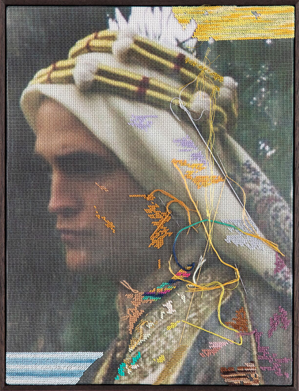 Farhad Ahrarnia, ‘Luxury in Abnegation’, 2016, Mixed Media, Digital print heat transferred onto cotton aida, hand embroidery, cotton and silk thread and needles, Lawrie Shabibi