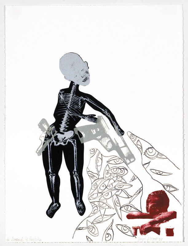 Joyce J. Scott, ‘From the Series Soul Erased: Scorned He Implodes’, 1999, Print, Lithograph, screen print, embossing on Rives BFK, Goya Contemporary/Goya-Girl Press