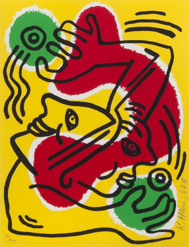 Keith Haring, ‘Untitled (United Nations)’, 1988, Print, Lithograph on paper, Julien's Auctions