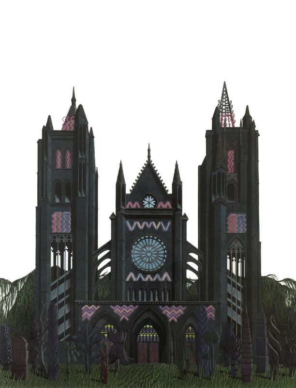 Luke Painter, ‘Cathedral (Neon Gothic)’, 2013, Drawing, Collage or other Work on Paper, Ink and coloured ink on paper, LE Gallery
