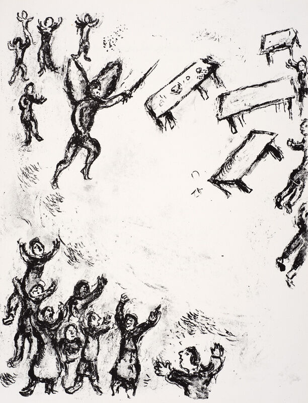 Marc Chagall, ‘Ariel, in the guise of an avenging angel, makes the banquet vanish.’, 1975, Print, Lithograph, Ben Uri Gallery and Museum 