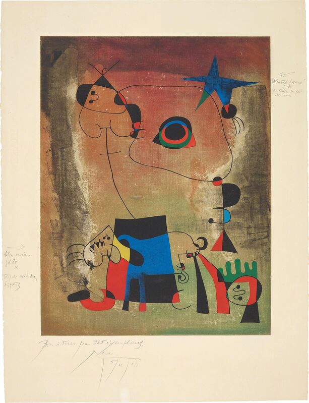 Joan Miró, ‘Le chien bleu (The Blue Dog)’, 1958-59, Print, Etching and aquatint in colors, on Rives BFK paper, with full margins, the colors fresh, Phillips