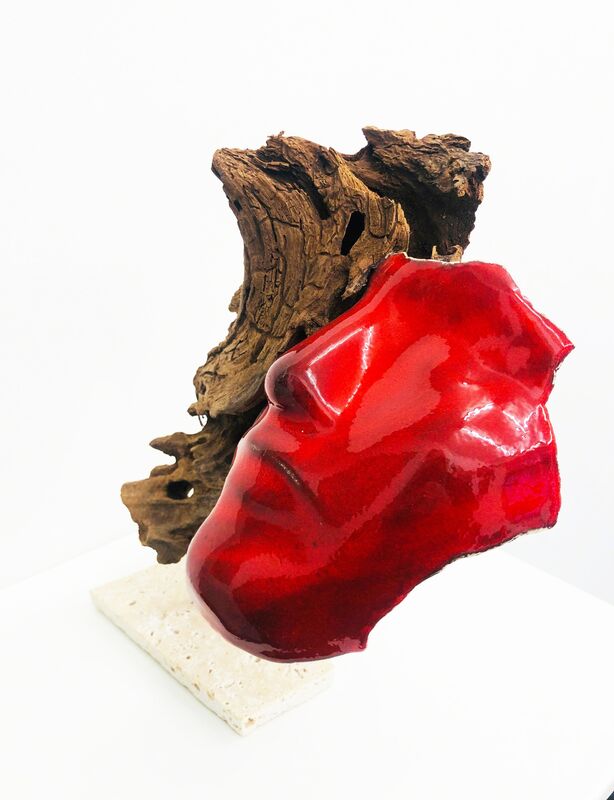 ROSA-TERRA by Rosanna, ‘Spirito rosso’, 2018, Sculpture, Metal, porcelain, wood, on a stone base, Galerie Libre Est L'Art