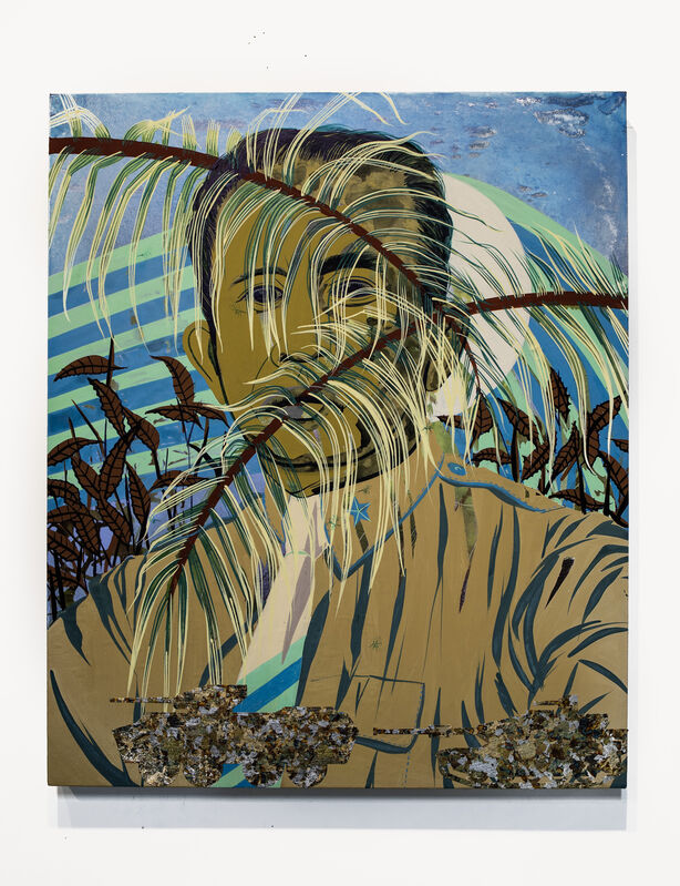 Tammy Nguyen, ‘Commander of Field, Carlos Peña Romulo’, 2021, Painting, Watercolor, vinyl paint, pastel, and metal leaf on paper stretched over panel, Tropical Futures Institute