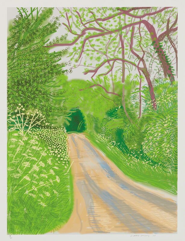 David Hockney, ‘The Arrival of Spring in Woldgate, East Yorkshire in 2011 (twenty eleven) - 16 May, 2011’, 2011, Print, IPad drawing in colors, printed on wove paper, with full margins., Phillips