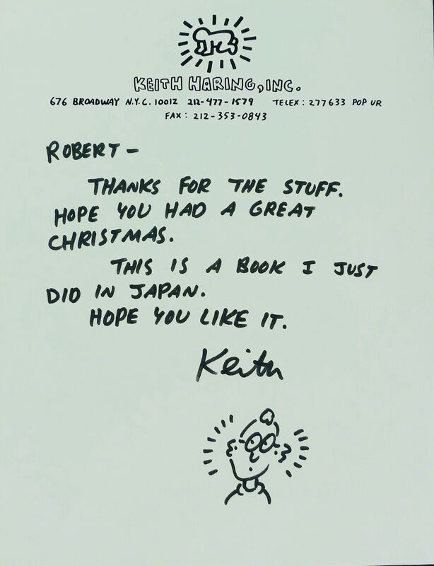 Keith Haring, ‘Untitled(Letter to Robert with Drawing)’, 1989, Drawing, Collage or other Work on Paper, Drawing on paper, Bengtsson Fine Art
