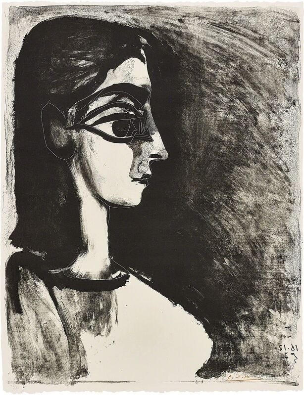 Pablo Picasso, ‘Buste de profil (Bust in Profile)’, 1957, Print, Lithograph, on Arches paper, the full sheet., Phillips