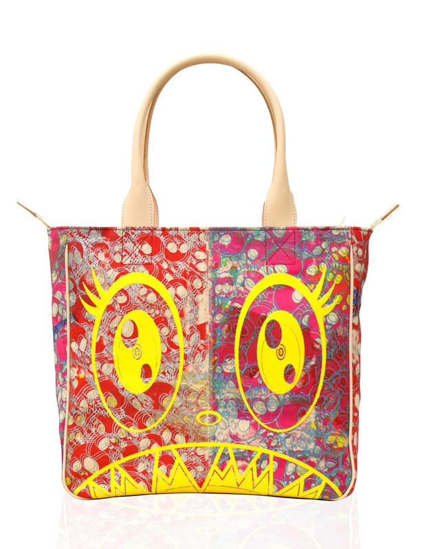 Takashi Murakami, ‘Canvas Handbag - Red Skulls / Yellow / Flowers Interior * ’, 2019, Fashion Design and Wearable Art, Canvas, Acrylic Paint, Leather, Perrotin