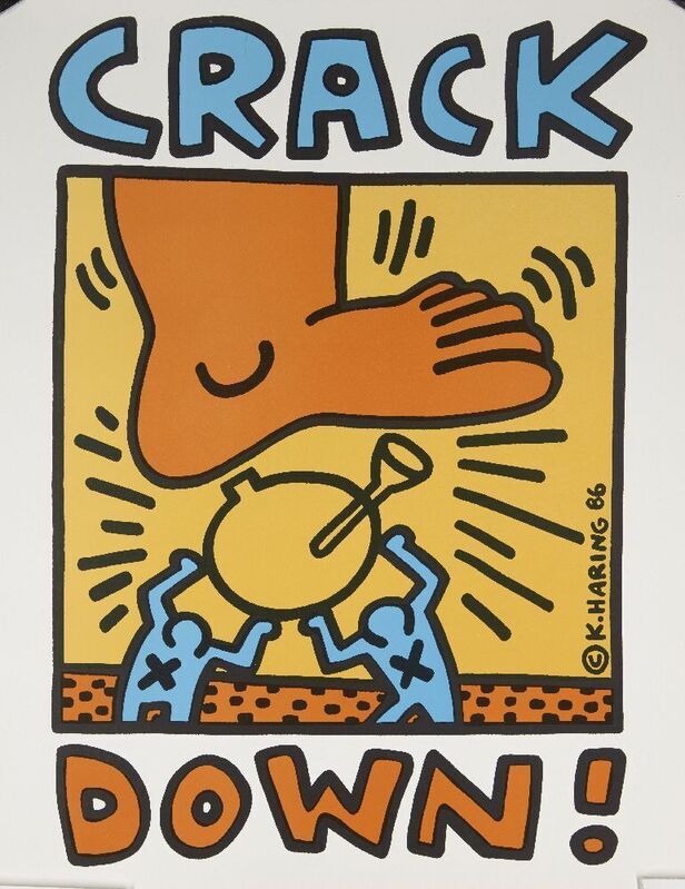 Keith Haring, ‘Crack Down’, 1986, Print, Lithograph in colours on wove, Roseberys