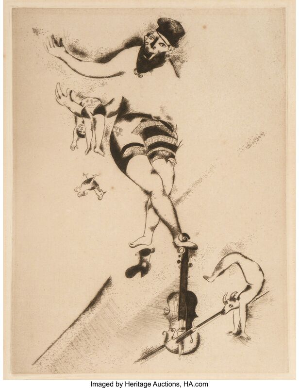 Marc Chagall, ‘L'acrobate au violin (Acrobat with violin)’, 1924, Print, Etching with drypoint, Heritage Auctions