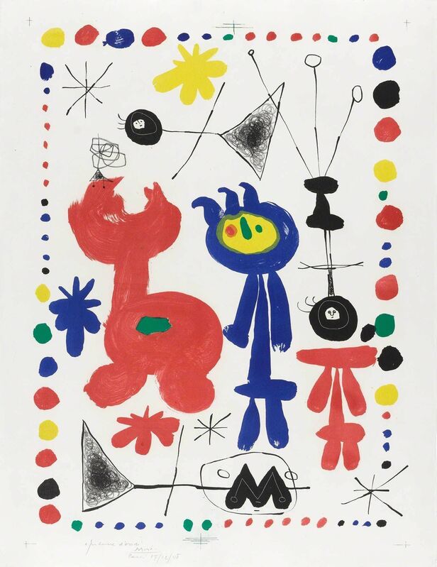 Joan Miró, ‘Personnage Et Oiseau (Mourlot 68)’, 1948, Print, Color lithograph, on Rives BFK paper, Doyle