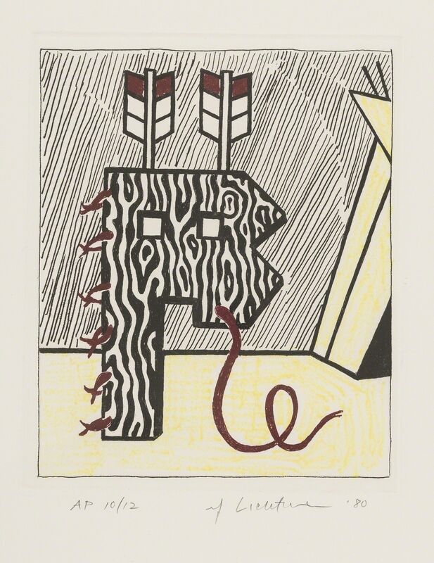Roy Lichtenstein, ‘Figure with Teepee (Corlett 167)’, 1980, Print, Soft-ground etching and engraving in colours, Forum Auctions