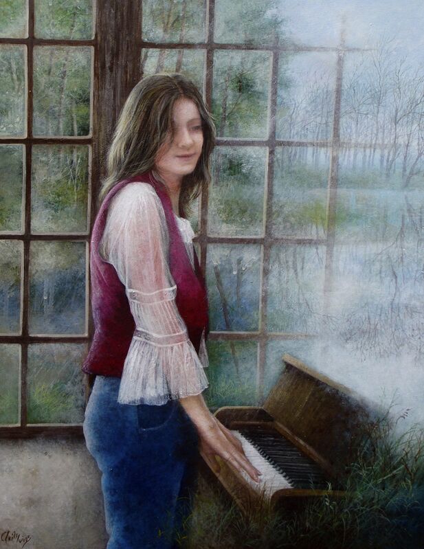 Ana Muñoz, ‘YOUNG PIANIST’, 2018, Painting, OIL ON WOOD, Le Petit Atelier Art Gallery