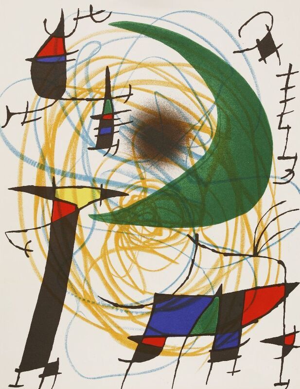 Joan Miró, ‘L'ASTRE BLEU; LE SOLEIL ROUGE; LA LUNE VERTE (MOURLOT 857, 859, 861)’, 1972, Print, Three lithographs printed in colours, Sworders