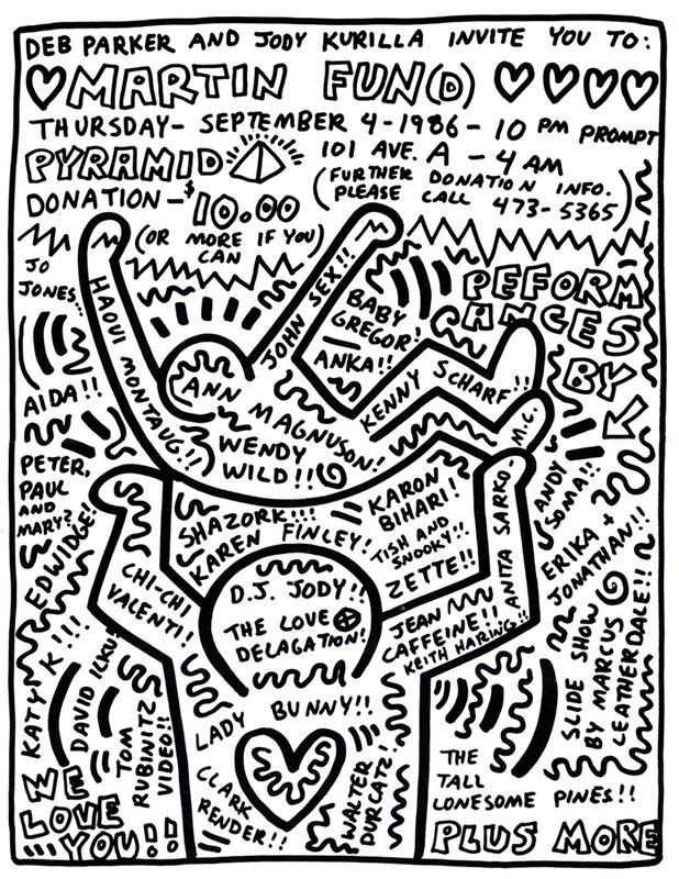 Keith Haring, ‘Keith Haring Pyramid Club 1986 (Keith Haring Martin Fund)’, 1986, Posters, Offset lithograph, Lot 180
