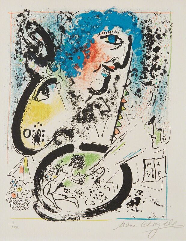 Marc Chagall, ‘Self Portrait’, 1960, Print, Lithograph in colors, on Arches paper, with full margins, Phillips