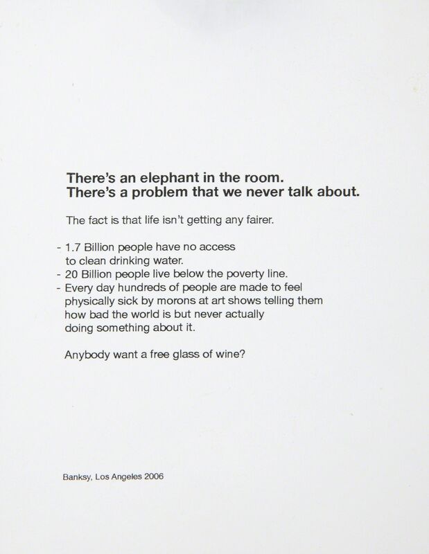 Banksy, ‘Elephant in the Room Show Card’, 2006, Print, Screenprint on paper, Julien's Auctions