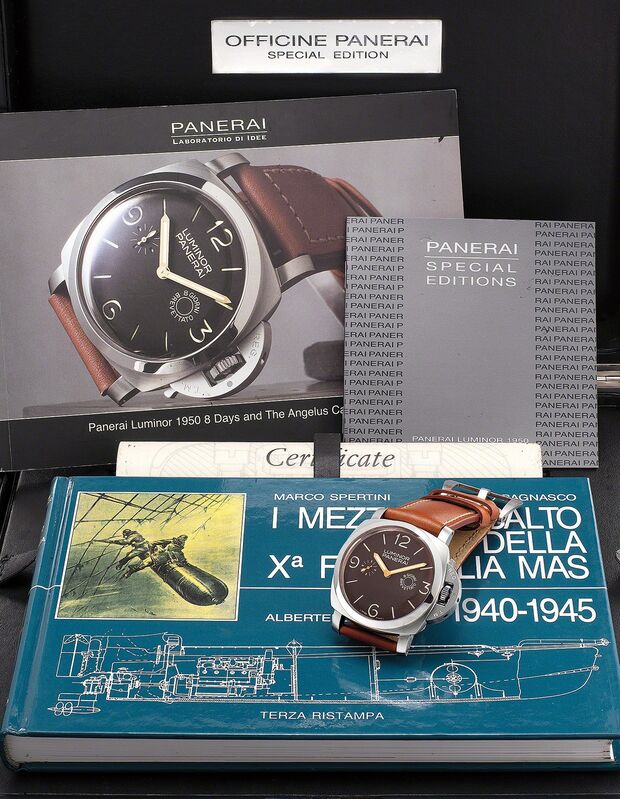 Panerai, ‘An very fine and rare limited edition stainless steel wristwatch with 8-day Angelus movement, power reserve, guarantee and presentation box, numbered 111 of a limited edition of 150 pieces’, Circa 2005, Fashion Design and Wearable Art, Stainless steel, Phillips