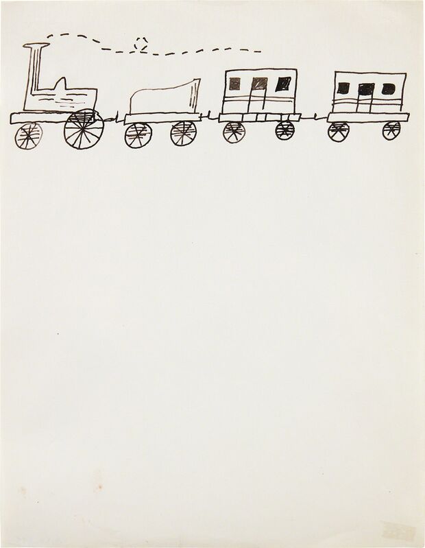 Andy Warhol, ‘Untitled (Train)’, ca. 1952, Drawing, Collage or other Work on Paper, Ink on paper, Phillips