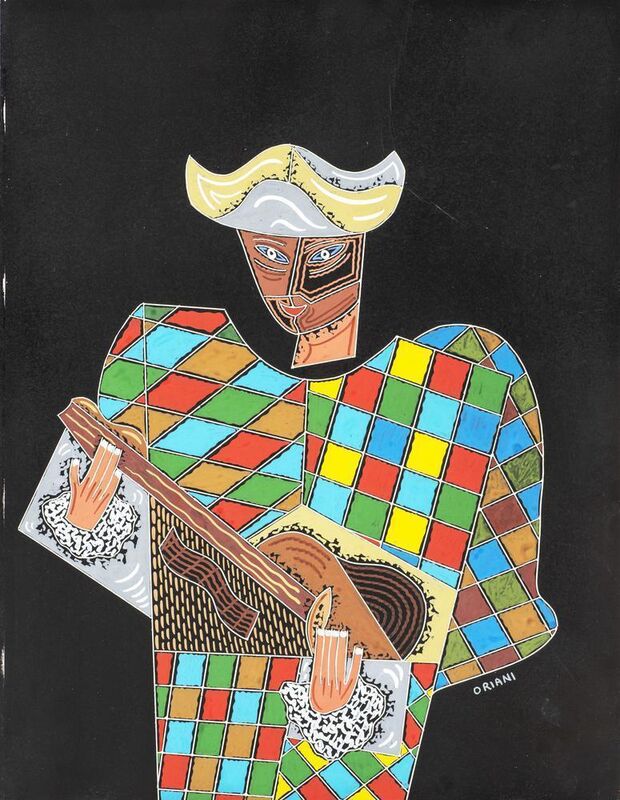 Pippo Oriani, ‘Arlecchino’, Drawing, Collage or other Work on Paper, Oil on cardboard, Itineris