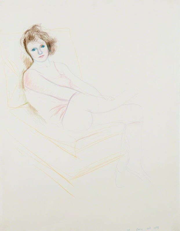 David Hockney, ‘Celia in a Pink Chemise, Paris October 1973’, 1973, Drawing, Collage or other Work on Paper, Coloured pencil on paper, Tanya Baxter Contemporary