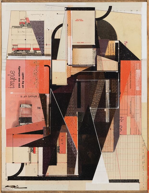 Augustine Kofie, ‘County Line’, 2019, Drawing, Collage or other Work on Paper, Mixed media on wood (collage, acrylic, ballpoint pen...), Galerie Openspace