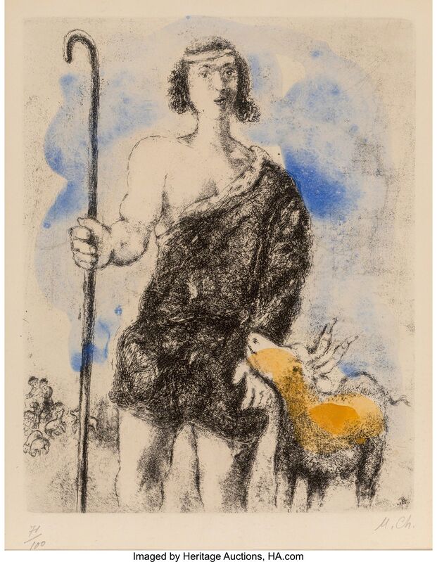 Marc Chagall, ‘Untitled (Shepard), from Bible’, 1958, Print, Etching in colors on wove paper, Heritage Auctions