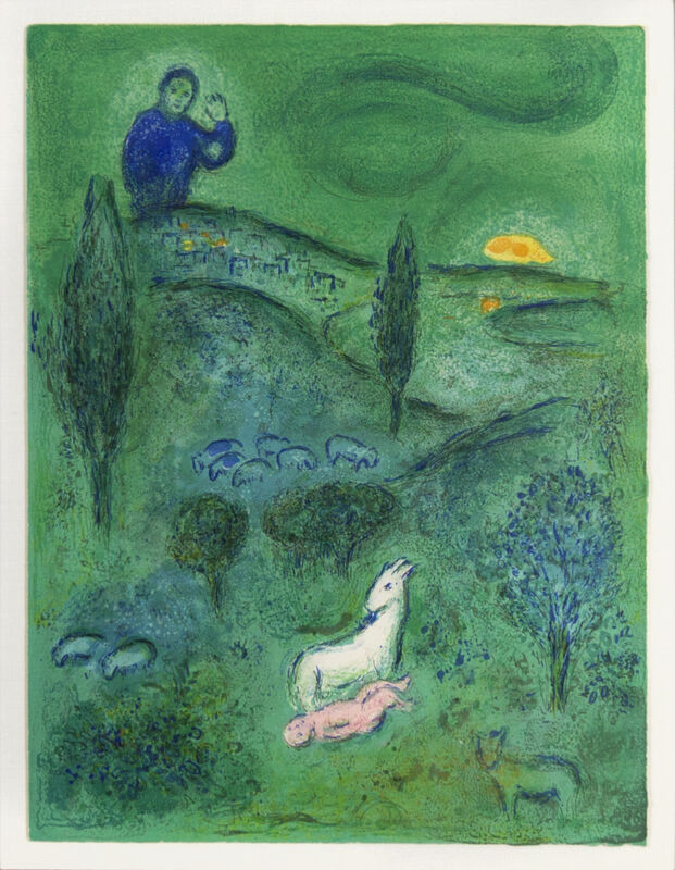 Marc Chagall, ‘Daphnis and Chloé: Lamon Discovers Daphnis’, 1961, Print, Color lithograph on Arches paper, Galerie Michael