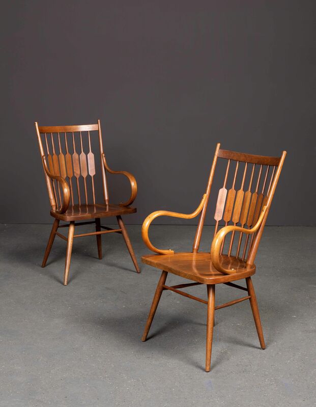 Kipp Stewart, ‘Centennial, Set of two armchairs and eight chairs’, vers 1950, Design/Decorative Art, Walnut, Leclere 