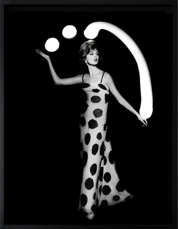 William Klein, ‘Dorothy juggling white light balls, Paris’, 1962, Photography, Gelatin silver print, printed later, HackelBury Fine Art