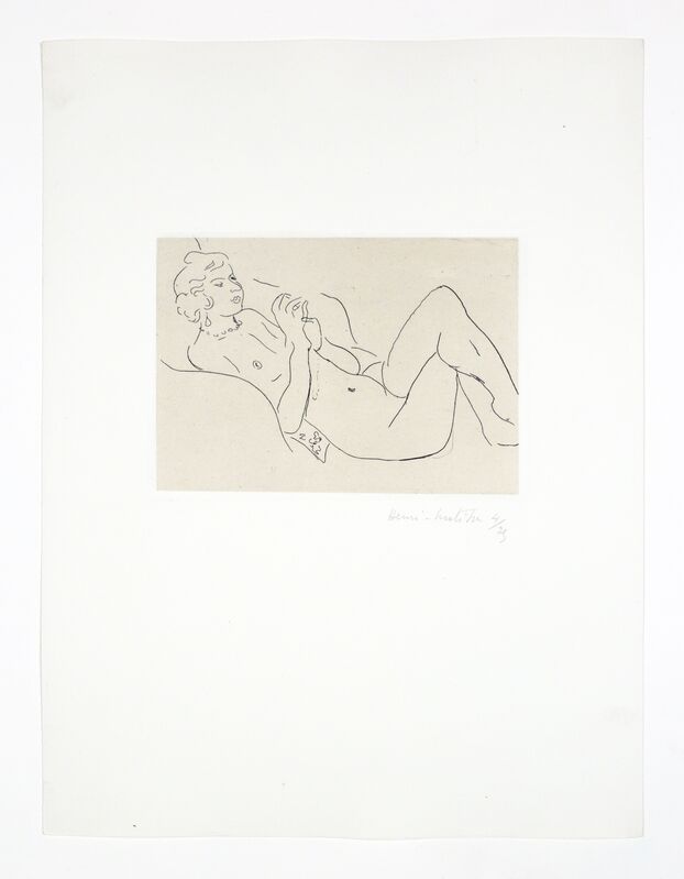 Henri Matisse, ‘Nu allongé, les jambes repliées, avec un collier’, 1929, Print, Etching on Chine appliqué on wove paper, Bernard Jacobson Gallery