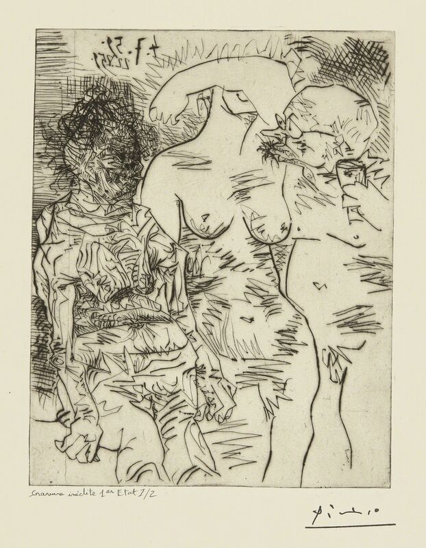 Pablo Picasso, ‘Sabartés avec deux femmes: eight states (Ba. 1060)’, 1959-60, Print, Eight drypoint, etching and engravings, Sotheby's