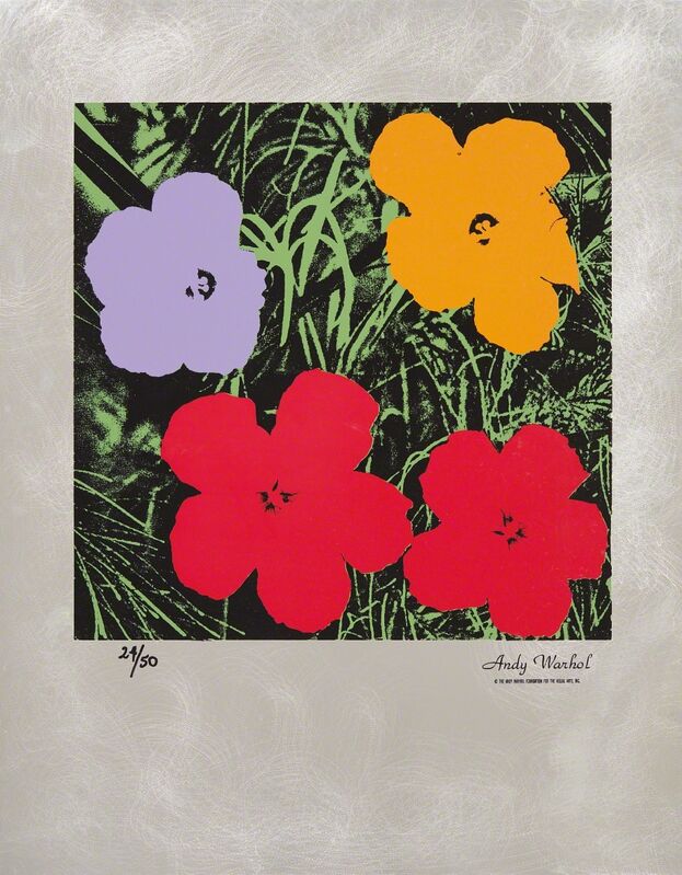 Andy Warhol, ‘Flowers: Master American Contemporaries’, 1994, Print, Screenprint in colors, on etched aluminum sheet, with full margins, folded at the upper and lower sheet edges (as issued), Phillips