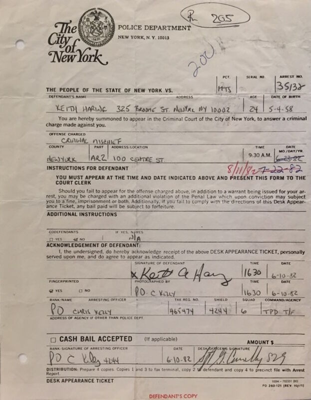 Keith Haring, ‘NYPD Arrest Report Criminal Mischief’, 1982, Print, Carbon Copy, Gallery Nosco