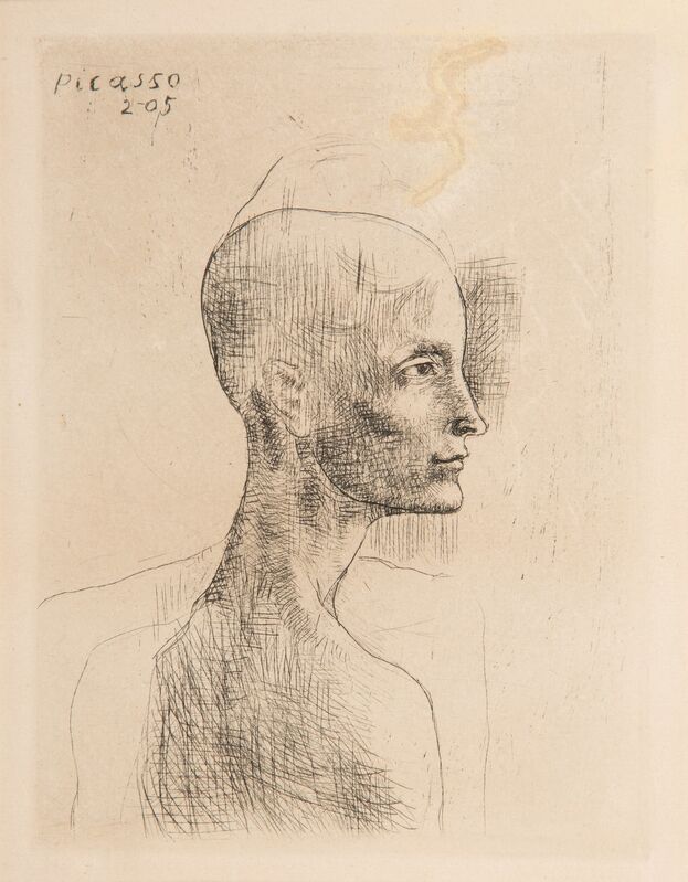 Pablo Picasso, ‘Buste d'homme, from la suite des Saltimbanques’, 1905, Print, Drypoint on Van Gelder Zonen wove paper, Heritage Auctions