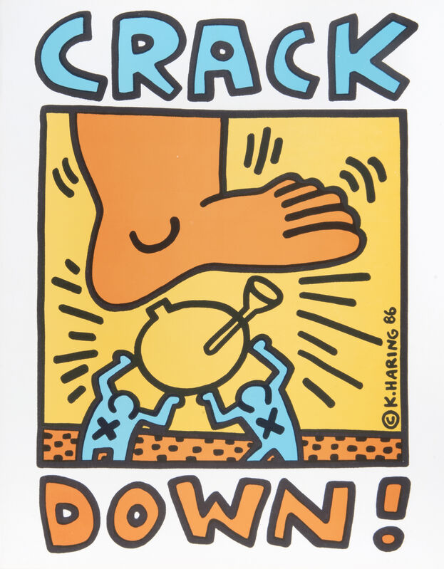 Keith Haring, ‘Crack Down!’, 1986, Print, Offset lithograph in colours on paper, Tate Ward Auctions