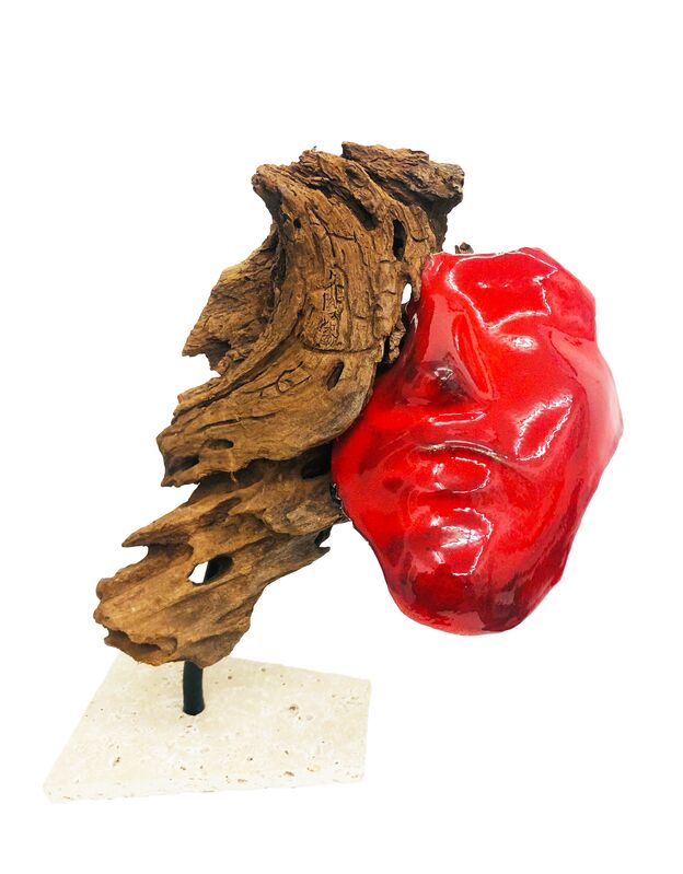 ROSA-TERRA by Rosanna, ‘Spirito rosso’, 2018, Sculpture, Metal, porcelain, wood, on a stone base, Galerie Libre Est L'Art