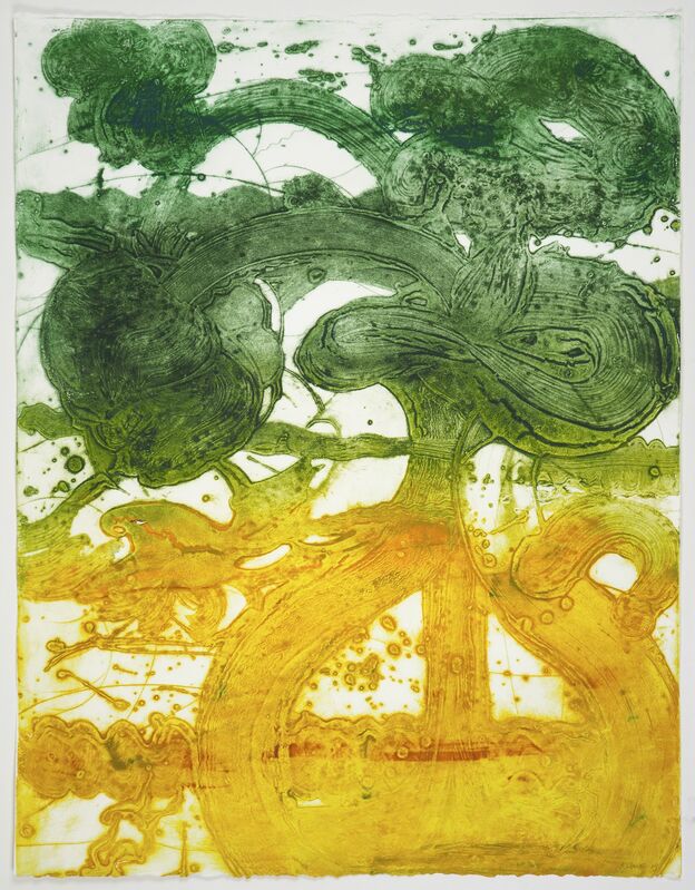 Catherine Howe, ‘Bouquet (peony, yellow, jade)’, 2019, Print, Unique carborundum collagraph printed on Rives BFK paper, Manneken Press