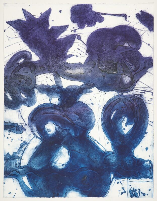 Catherine Howe, ‘Bouquet (sweet pea, blue, grey, violet)’, 2019, Print, Unique collagraph, Manneken Press