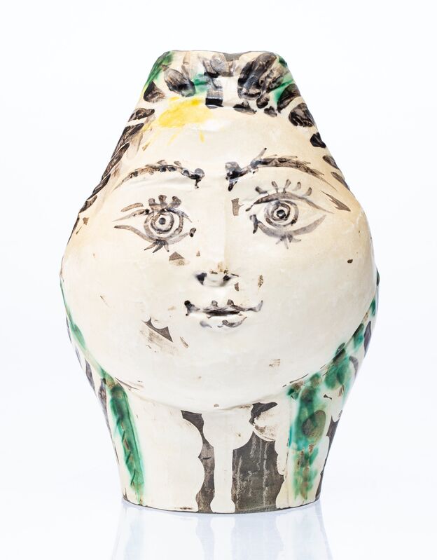 Pablo Picasso, ‘Tête de femme couronnée de fleurs’, 1954, White earthenware ceramic vase, partially engraved, with coloured engobe and glaze, Heritage Auctions