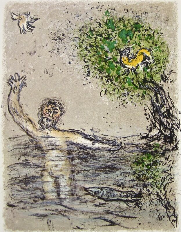 Marc Chagall, ‘“The Waves Swallow Up Ulysses,” from L'Odyssée (Mourlot 749-830; Cramer 96)’, 1989, Ephemera or Merchandise, Offset lithograph on Fabriano wove paper, Art Commerce
