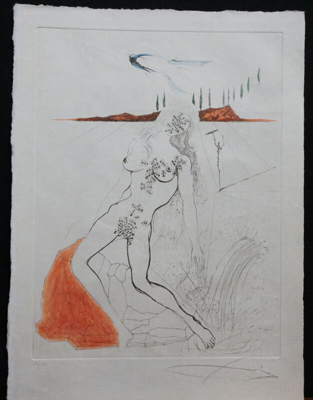 Salvador Dalí, ‘Poems Secrets Nude at The Fountain’, 1967, Print, Etching, Fine Art Acquisitions Dali 