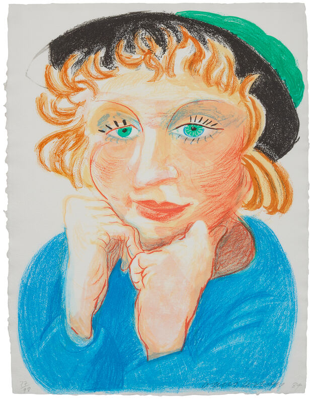 David Hockney, ‘Celia with Green Hat’, 1984, Print, Color lithograph, Hindman