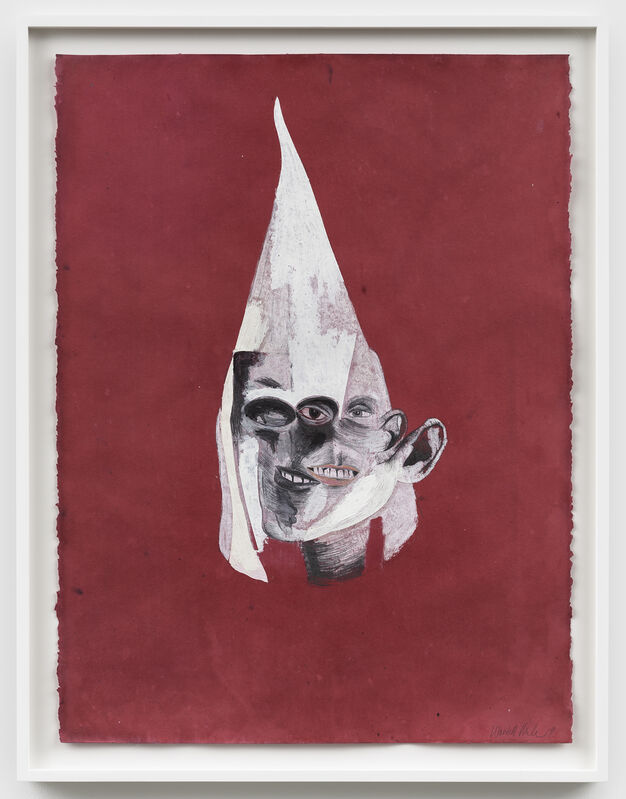 Wardell Milan, ‘Amerika: Klansman, Theophilus’, 2019, Drawing, Collage or other Work on Paper, Charcoal, graphite, colored pencil, pastel, and oil stick on hand dyed paper, David Nolan Gallery