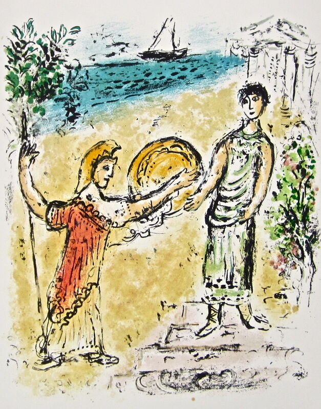 Marc Chagall, ‘“Athena and Telemachus,” from L'Odyssée (Mourlot 749-830; Cramer 96)’, 1989, Ephemera or Merchandise, Offset lithograph on Fabriano wove paper, Art Commerce
