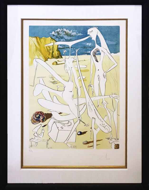Salvador Dalí, ‘INFRATERRESTRIALS ADORED BY DALI’, 1974, Print, ENGRAVING WITH LITHOGRAPHIC COLOR, Gallery Art