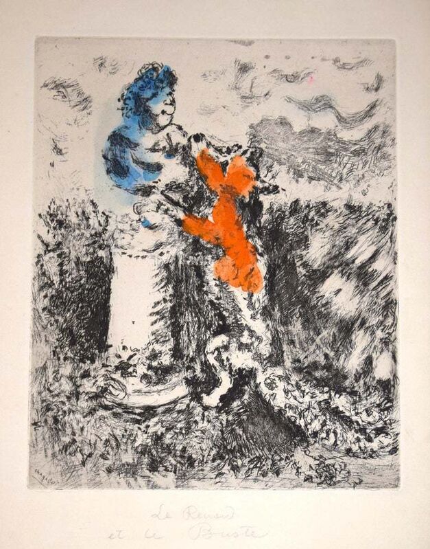 Marc Chagall, ‘Le Renard et Le Buste’, 1927-1930, Print, Watercolored etching, Wallector