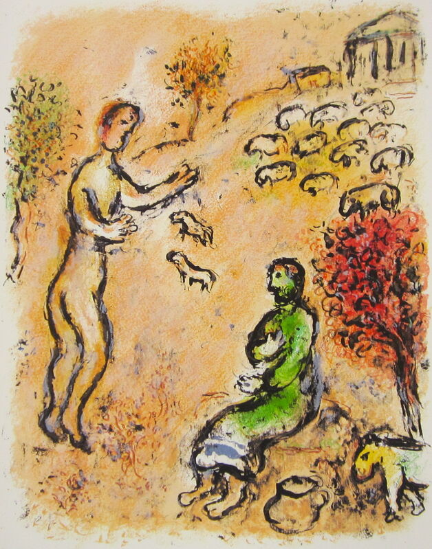 Marc Chagall, ‘“Ulysses and Eumaeus,” from L'Odyssée (Mourlot 749-830; Cramer 96)’, 1989, Ephemera or Merchandise, Offset lithograph on Fabriano wove paper, Art Commerce